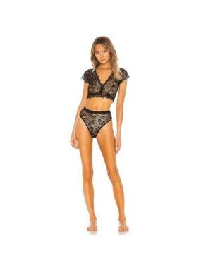 Lovers + Friends Black Kayla Set Lace Lingerie
